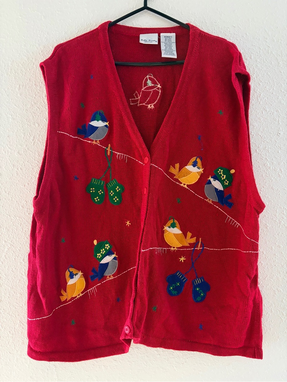 Vintage Bobbie Brooks Christmas Sweater Button Up Vest